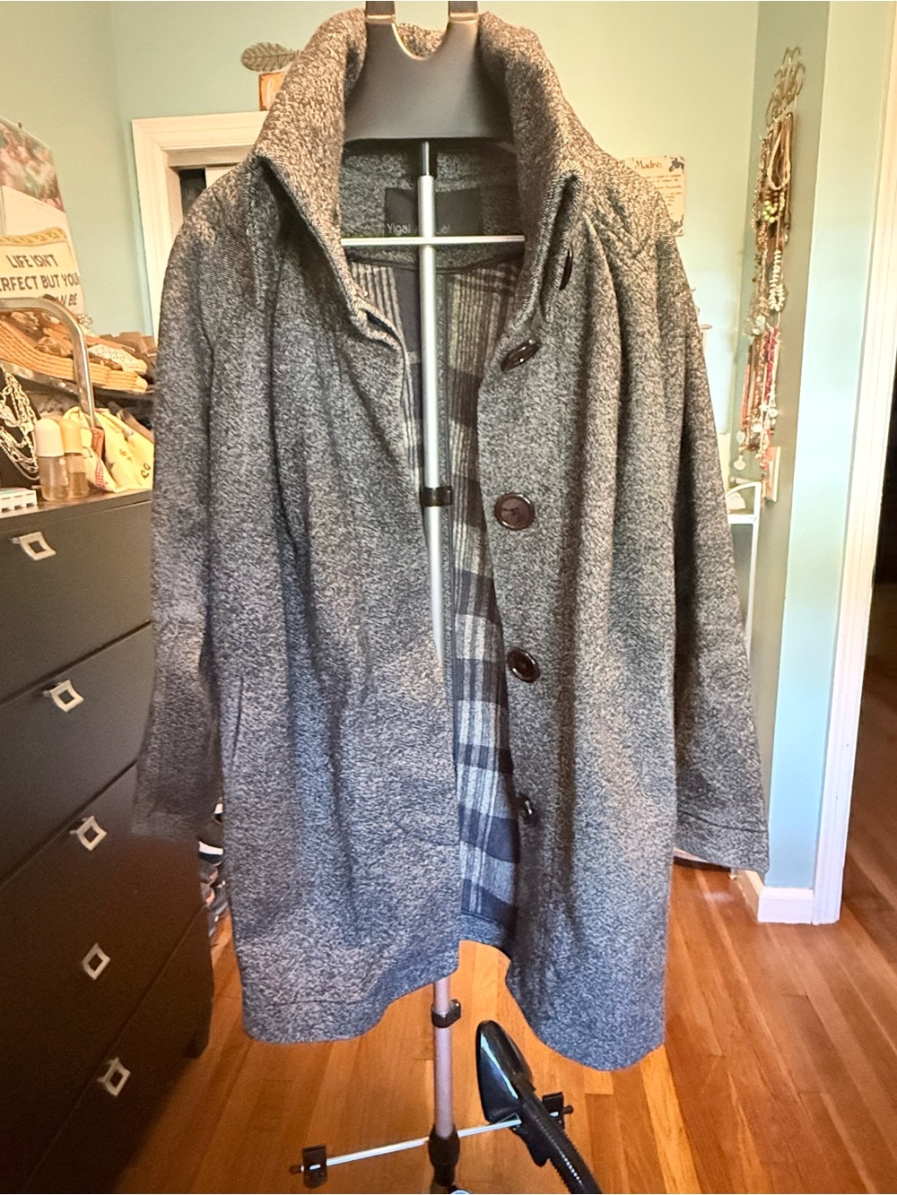 Yigal Azrouel Womems  Grey Button-Front Pea Coat